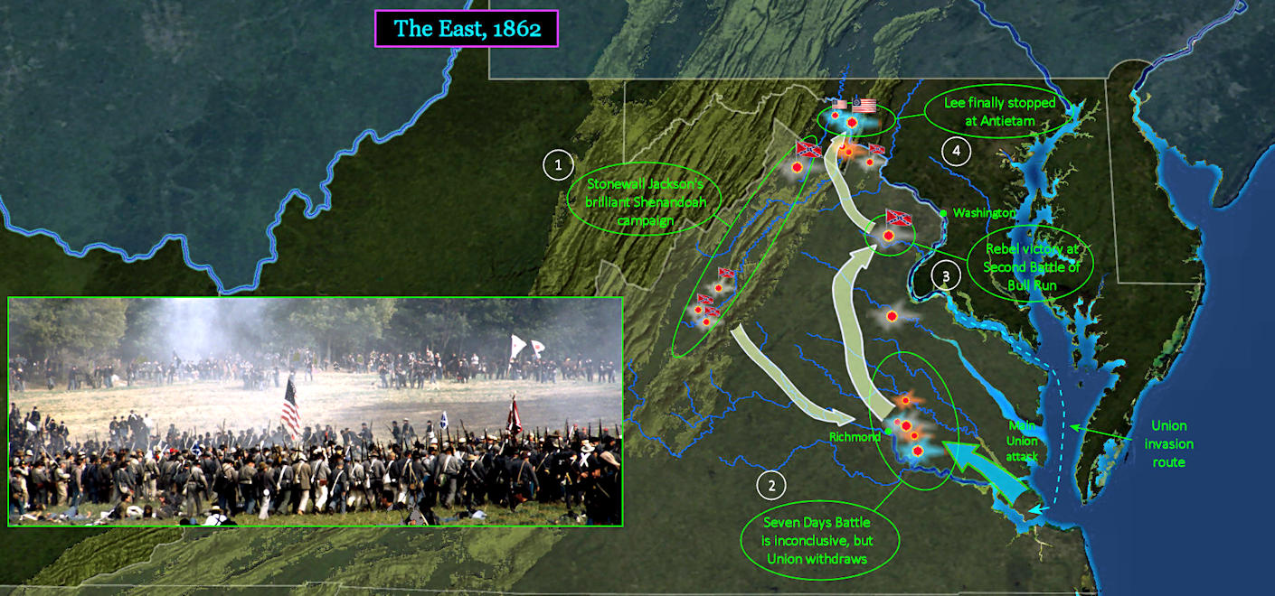 Civil War in the East, 1862 map